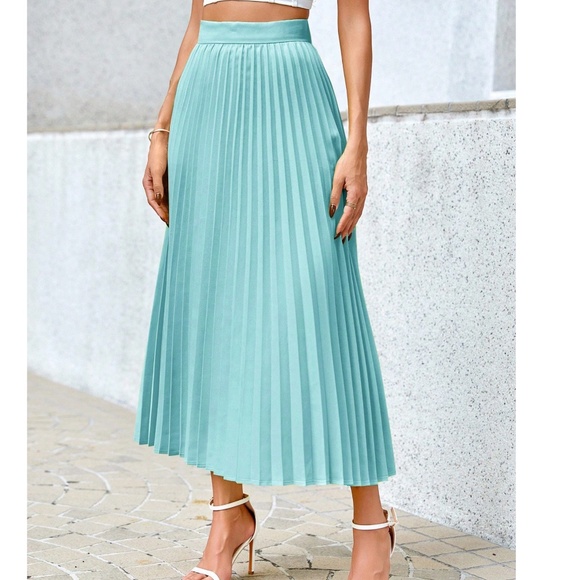 Classic Mint colorful stretchy waist pleated Skirt - Picture 9 of 9